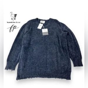 Free People Sandrine Rose Gunmetal Sweater SZ M MSRP $139 NWT